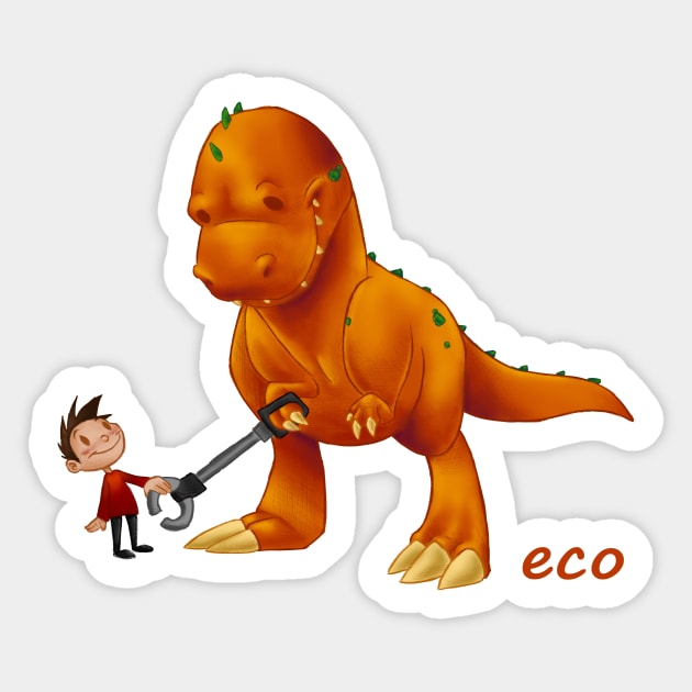 Holding Hands - Rex With Boy Edition Sticker by eco